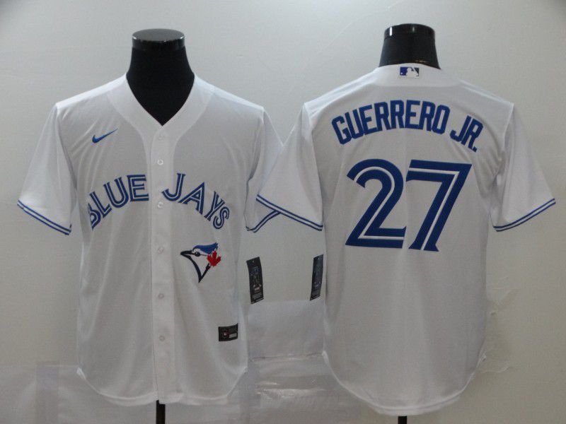 Men Toronto Blue Jays 27 Guerrero jr White Game MLB Jerseys